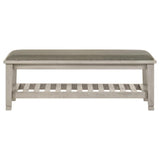 Franco Fabric Upholstered Bench with Shelf Distressed White - 205337