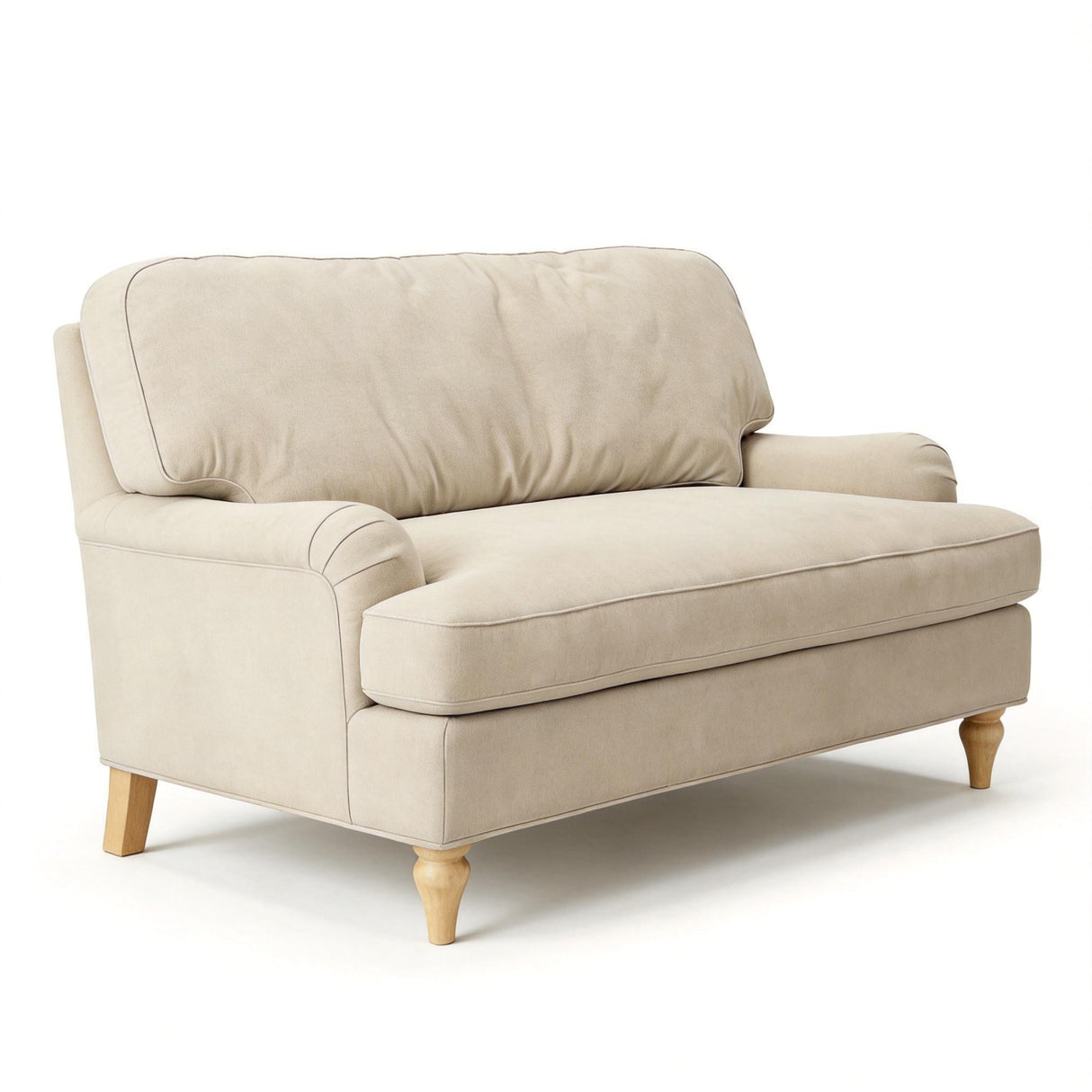 Loveseat Sofa, Upholstered Small Couch For Living Room - Cream Beige