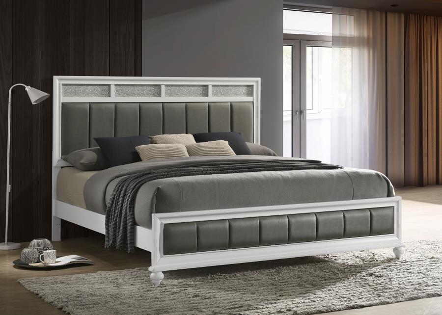 Barzini Wood Eastern King Panel Bed White - 205891KE