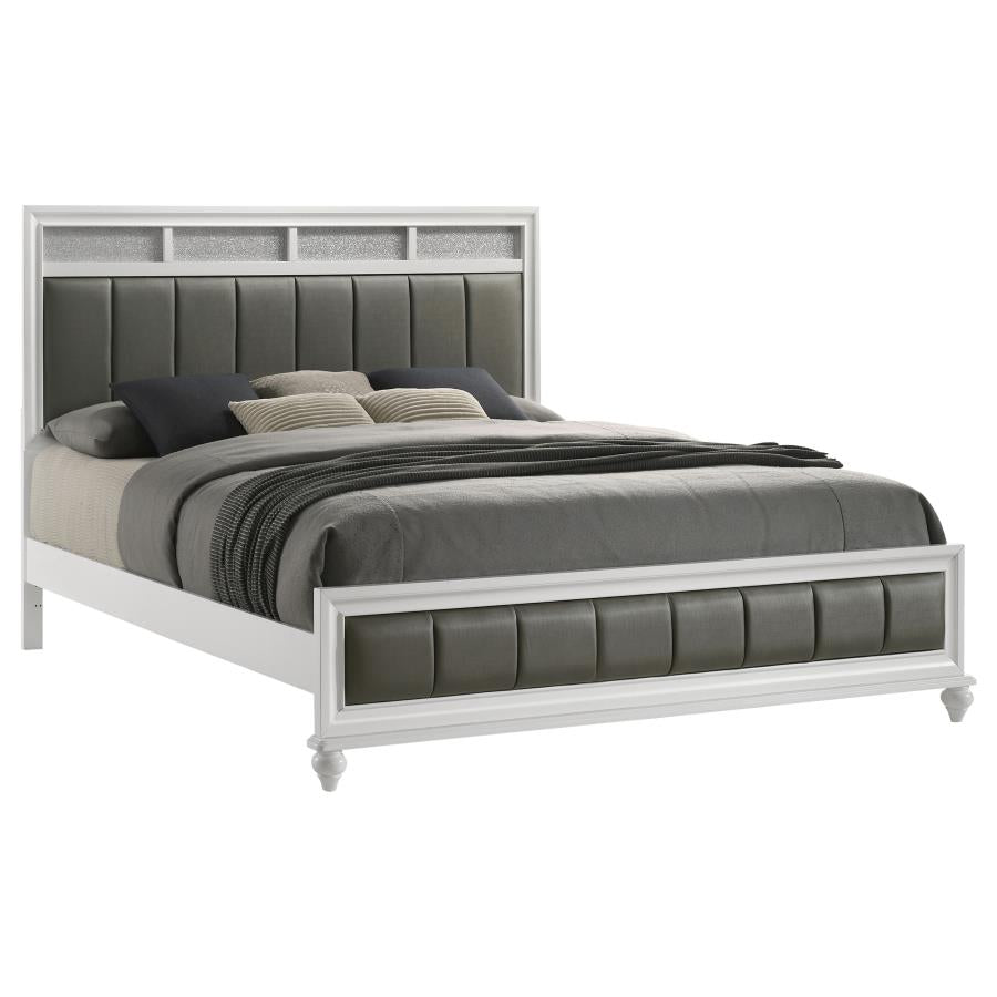 Barzini Wood Eastern King Panel Bed White - 205891KE