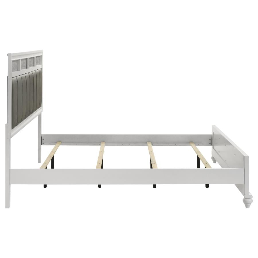 Barzini Wood Eastern King Panel Bed White - 205891KE