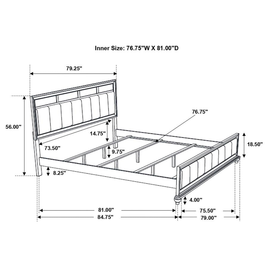 Barzini Wood Eastern King Panel Bed White - 205891KE