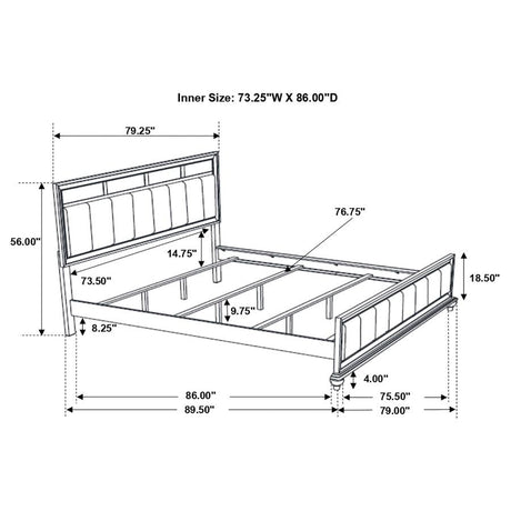 Barzini Wood California King Panel Bed White - 205891KW