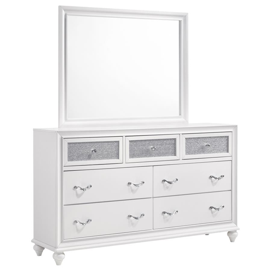 Barzini 7-drawer Dresser with Mirror White - 205893M