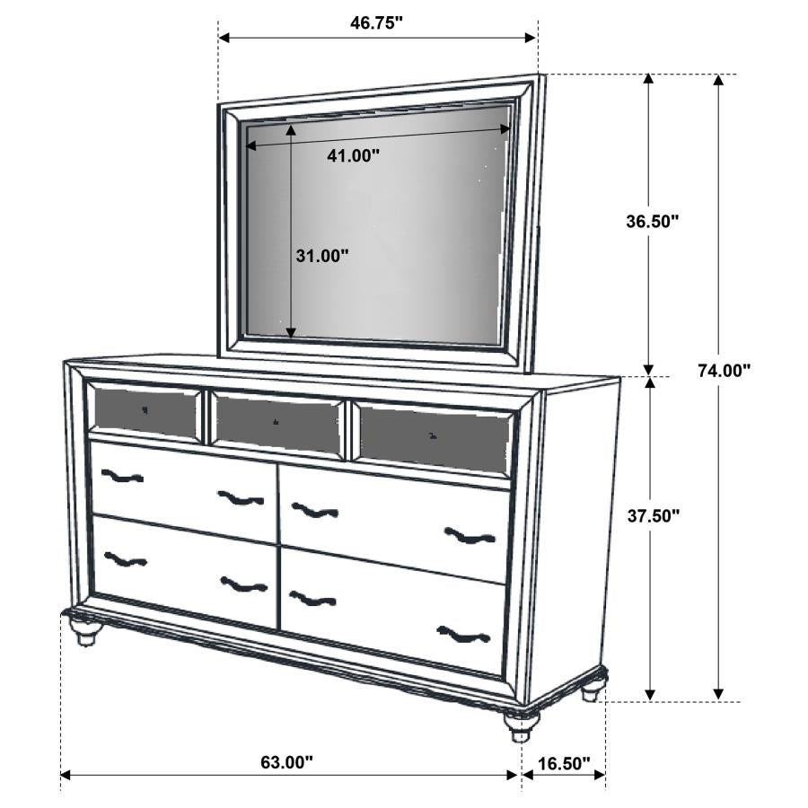 Barzini 7-drawer Dresser with Mirror White - 205893M
