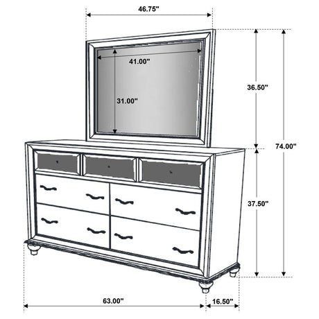 Barzini 7-drawer Dresser with Mirror White - 205893M