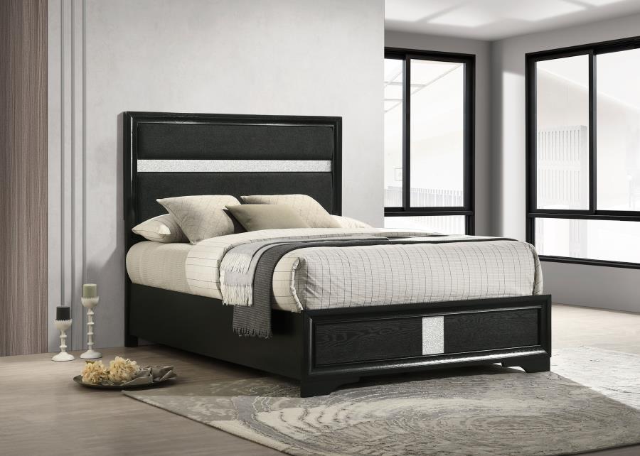 Miranda 54-inch Upholstered Full Panel Bed Black - 206360F