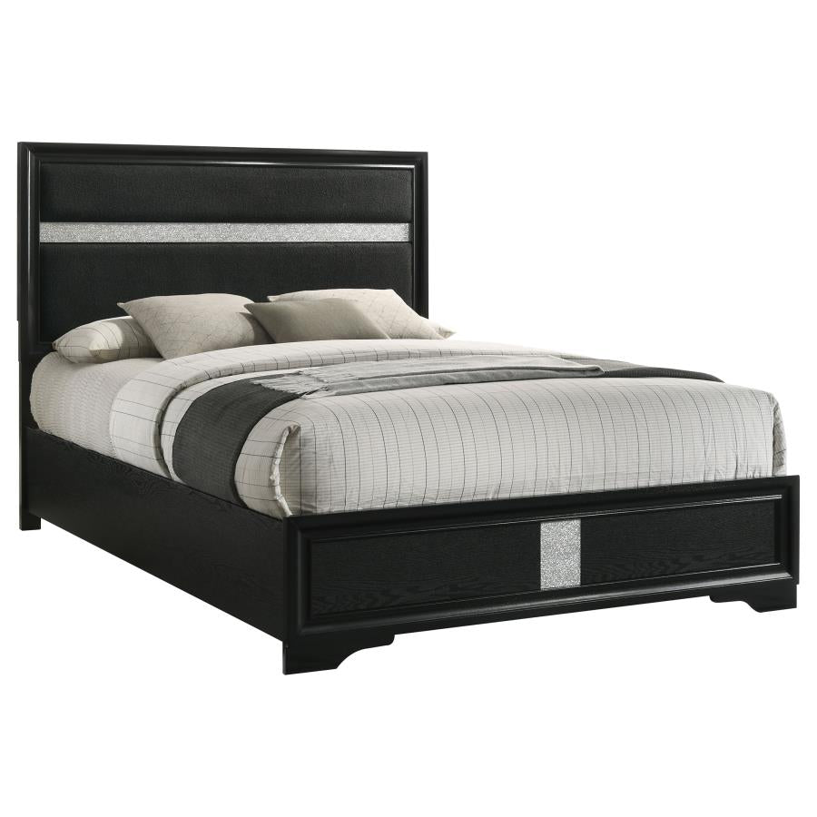 Miranda 54-inch Upholstered Eastern King Panel Bed Black - 206360KE