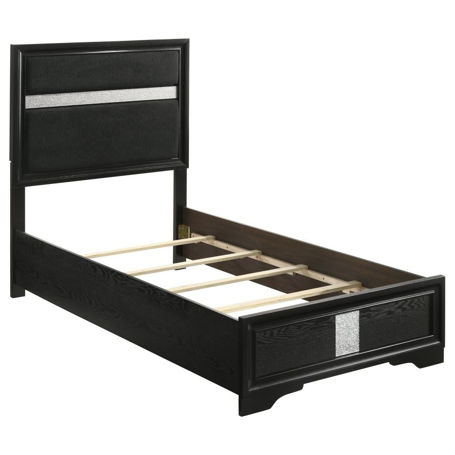 Miranda 54-inch Upholstered Twin Panel Bed Black - 206360T
