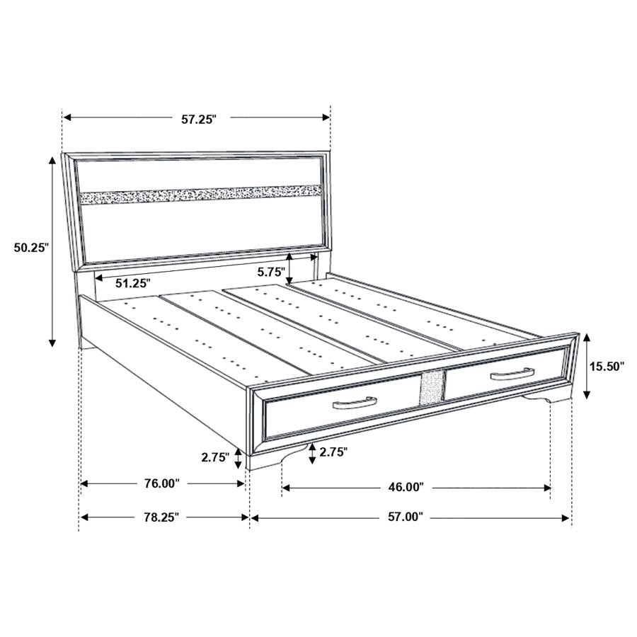 Miranda 51-inch Wood Full Storage Panel Bed Black - 206361F