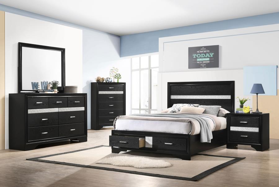 Miranda 51-inch Wood Full Storage Panel Bed Black - 206361F