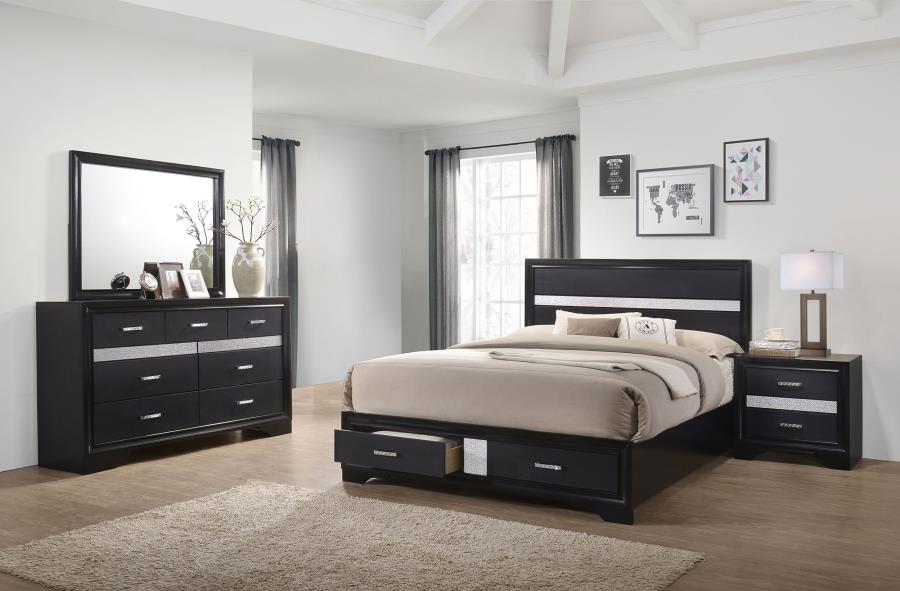 Miranda 4-piece Eastern King Bedroom Set Black - 206361KE-S4
