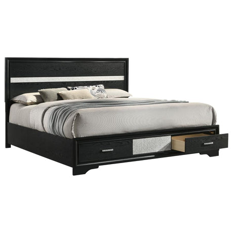 Miranda 51-inch Wood Eastern King Storage Panel Bed Black - 206361KE