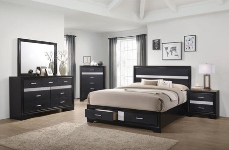 Miranda 51-inch Wood Eastern King Storage Panel Bed Black - 206361KE