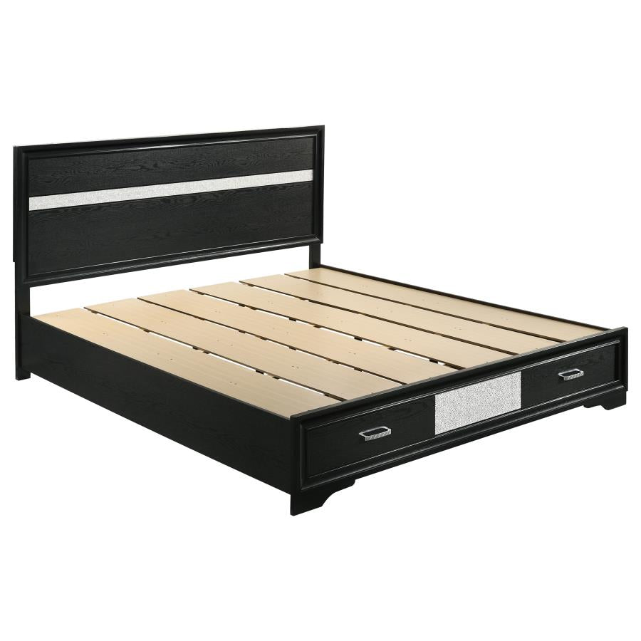 Miranda 51-inch Wood California King Storage Panel Bed Black - 206361KW