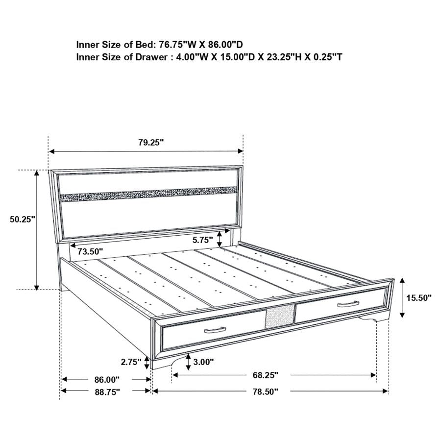 Miranda 51-inch Wood California King Storage Panel Bed Black - 206361KW