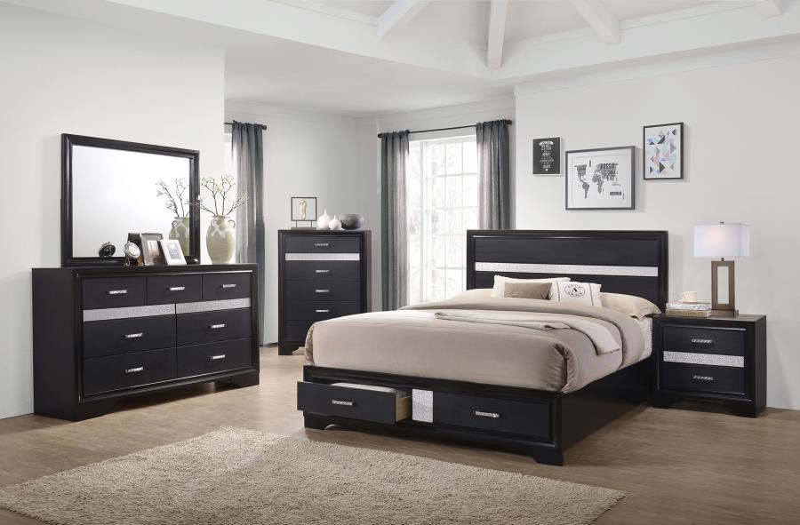Miranda 51-inch Wood California King Storage Panel Bed Black - 206361KW