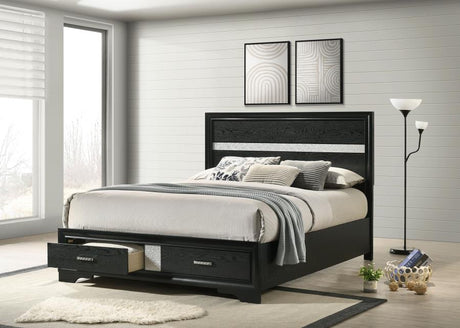 Miranda 51-inch Wood Queen Storage Panel Bed Black - 206361Q