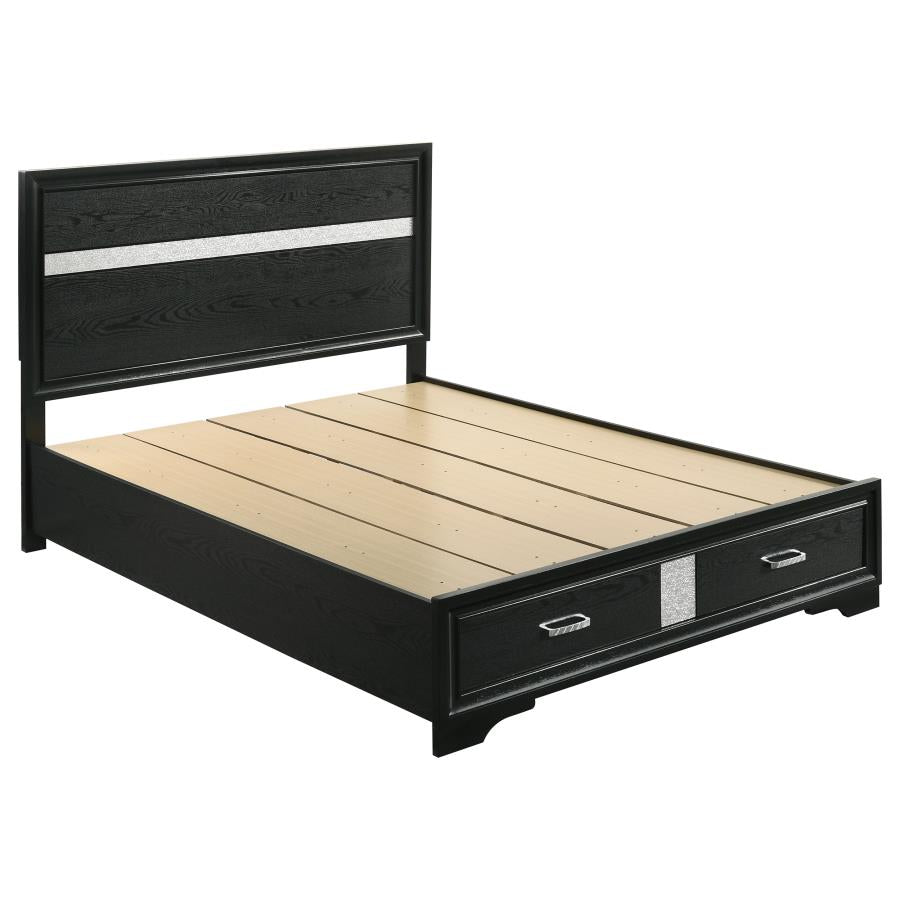 Miranda 51-inch Wood Queen Storage Panel Bed Black - 206361Q