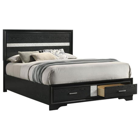 Miranda 51-inch Wood Queen Storage Panel Bed Black - 206361Q