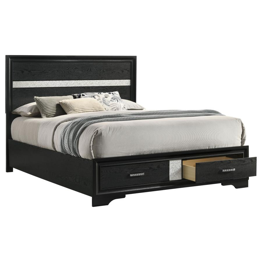 Miranda 51-inch Wood Queen Storage Panel Bed Black - 206361Q