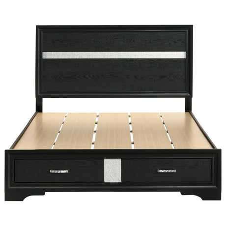 Miranda 51-inch Wood Queen Storage Panel Bed Black - 206361Q