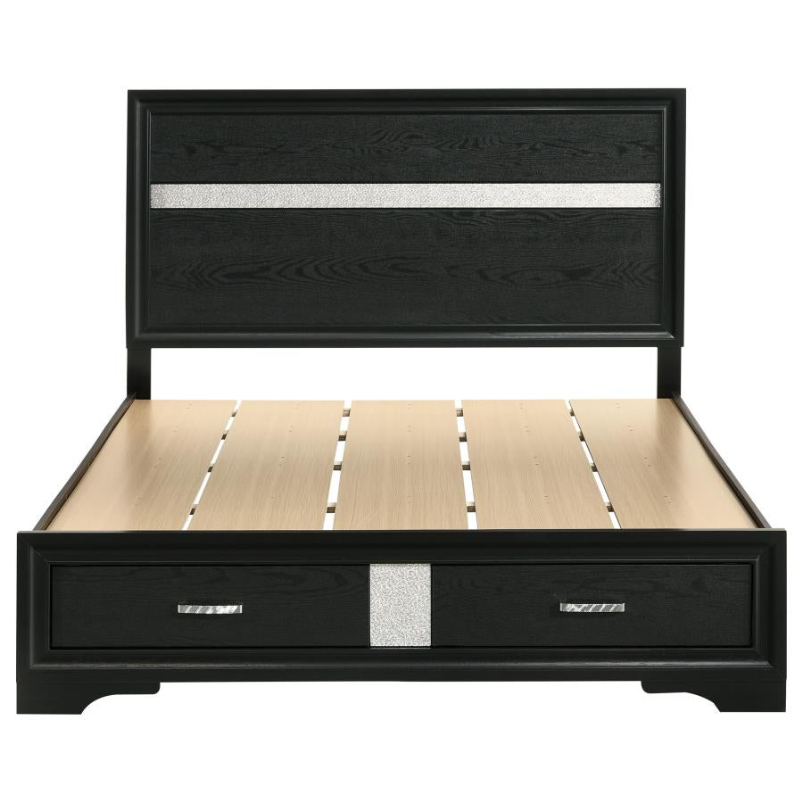 Miranda 51-inch Wood Queen Storage Panel Bed Black - 206361Q