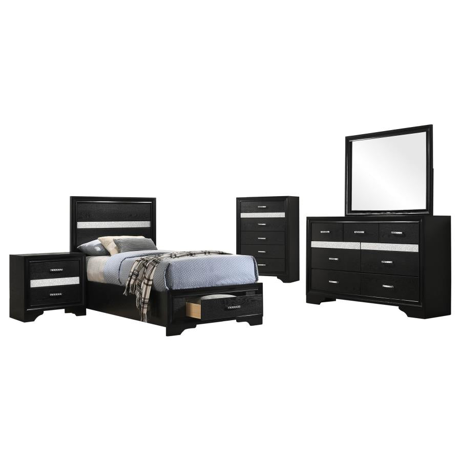 Miranda 5-piece Twin Bedroom Set Black - 206361T-S5