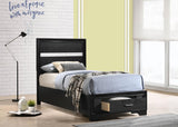 Miranda 51-inch Wood Twin Storage Panel Bed Black - 206361T