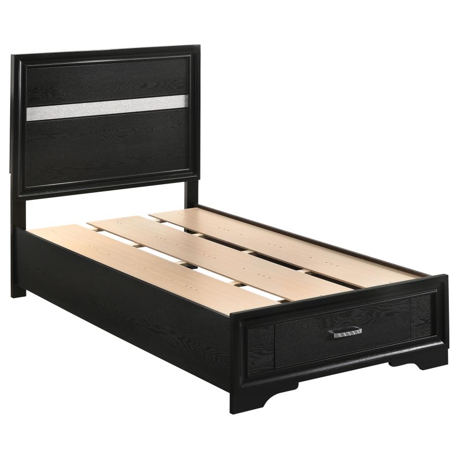 Miranda 51-inch Wood Twin Storage Panel Bed Black - 206361T