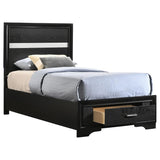 Miranda 51-inch Wood Twin Storage Panel Bed Black - 206361T