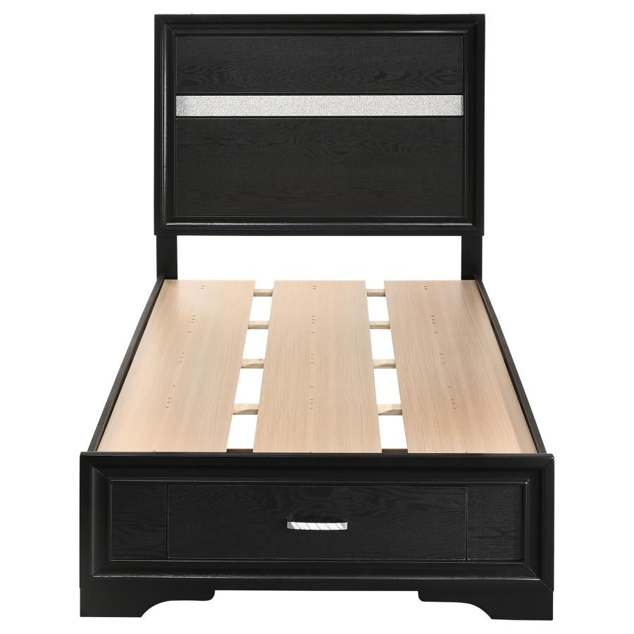 Miranda 51-inch Wood Twin Storage Panel Bed Black - 206361T