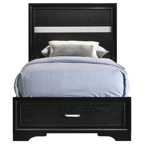 Miranda 51-inch Wood Twin Storage Panel Bed Black - 206361T