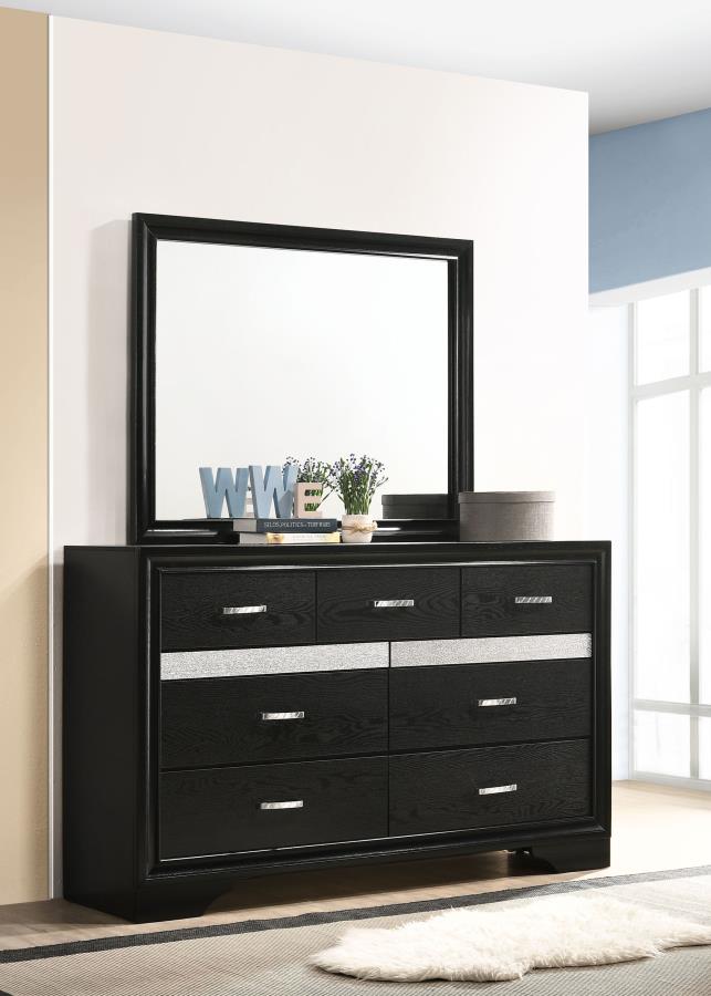 Miranda 7-drawer Dresser with Mirror Black - 206363M