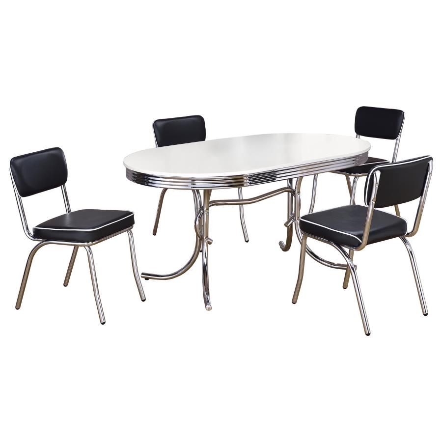 Retro 5-piece Oval Dining Table Set White and Black - 2065-S5