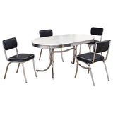 Retro 5-piece Oval Dining Table Set White and Black - 2065-S5