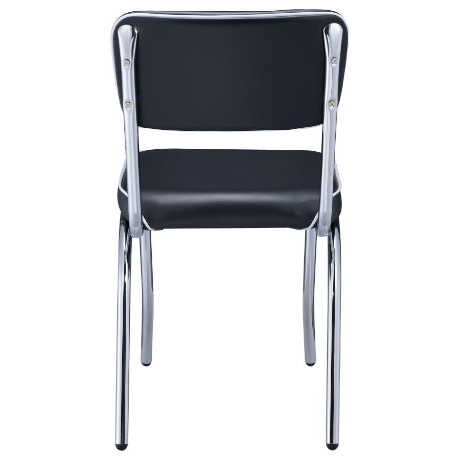 Retro Upholstered Dining Side Chair Black (Set of 2) - 2066