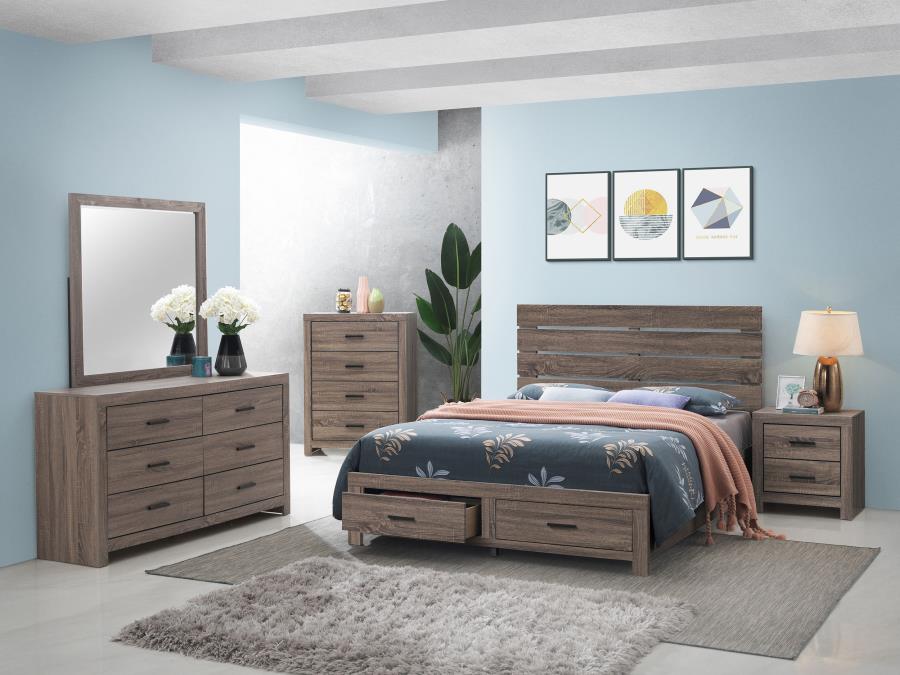 Brantford Wood Eastern King Storage Panel Bed Barrel Oak - 207040KE