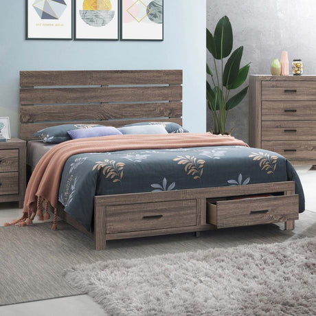 Brantford Wood Queen Storage Panel Bed Barrel Oak - 207040Q