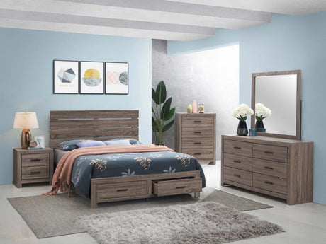 Brantford Wood Queen Storage Panel Bed Barrel Oak - 207040Q