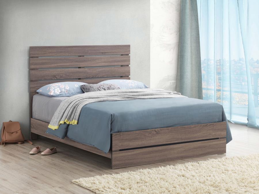 Brantford Wood Eastern King Panel Bed Barrel Oak - 207041KE