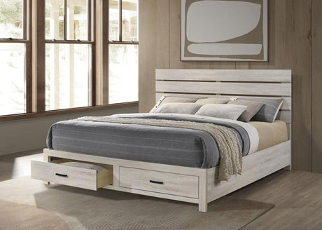 Brantford Wood Eastern King Storage Panel Bed Coastal White - 207050KE