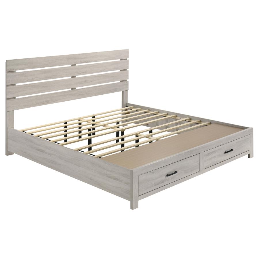 Brantford Wood Eastern King Storage Panel Bed Coastal White - 207050KE