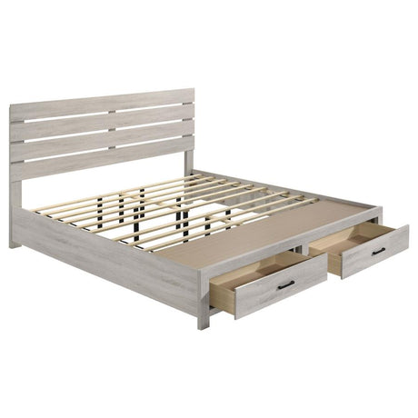 Brantford Wood Eastern King Storage Panel Bed Coastal White - 207050KE