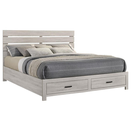 Brantford Wood Eastern King Storage Panel Bed Coastal White - 207050KE