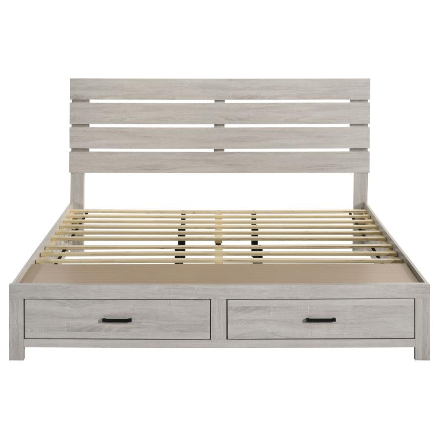 Brantford Wood Eastern King Storage Panel Bed Coastal White - 207050KE