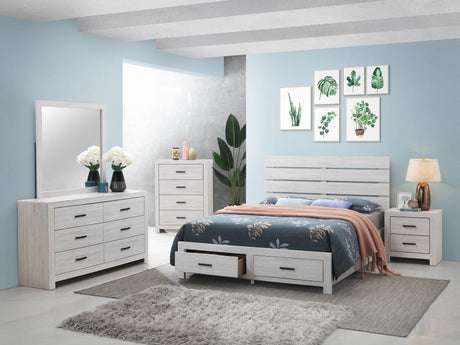 Brantford Wood Eastern King Storage Panel Bed Coastal White - 207050KE