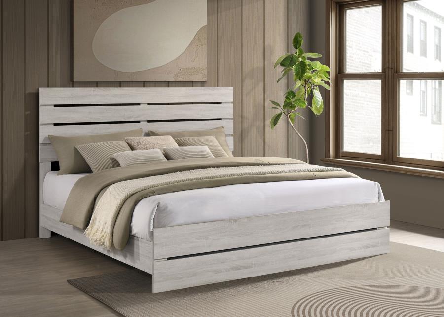 Brantford Wood Eastern King Panel Bed Coastal White - 207051KE