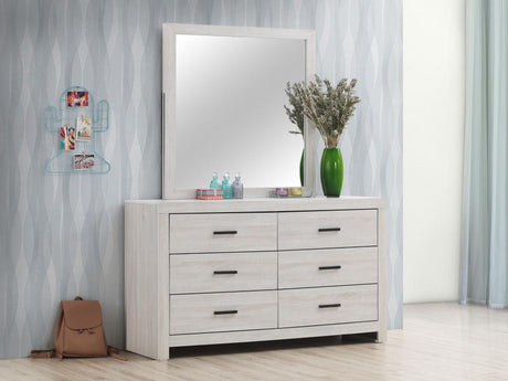 Brantford 6-drawer Dresser with Mirror Coastal White - 207053M