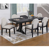 7 Piece Dining Set, Table And 6 Side Chairs, Table With Trestle Base - Black / Charcoal / White